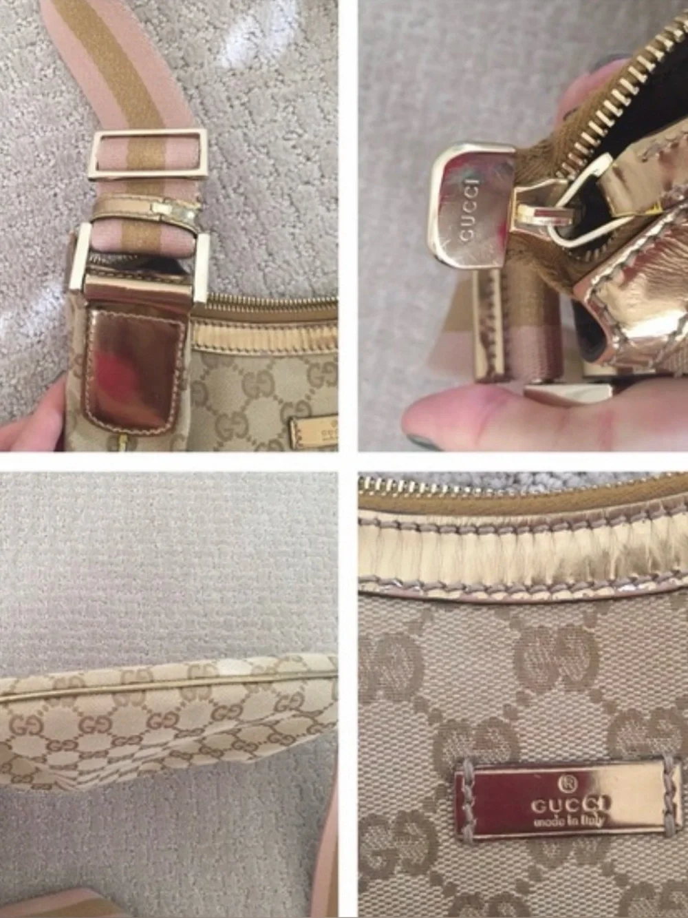 Gucci GG Monogram Canvas Half Moon Crescent Crossbody Bag